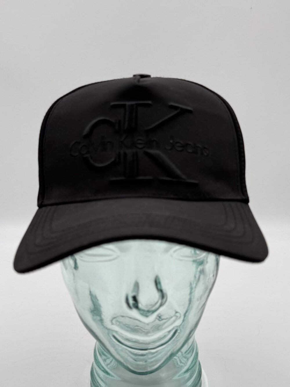 Calvin Klein Jeans CK Logo Hat Cap Strapback OSFM Embroidered Black Big Logo